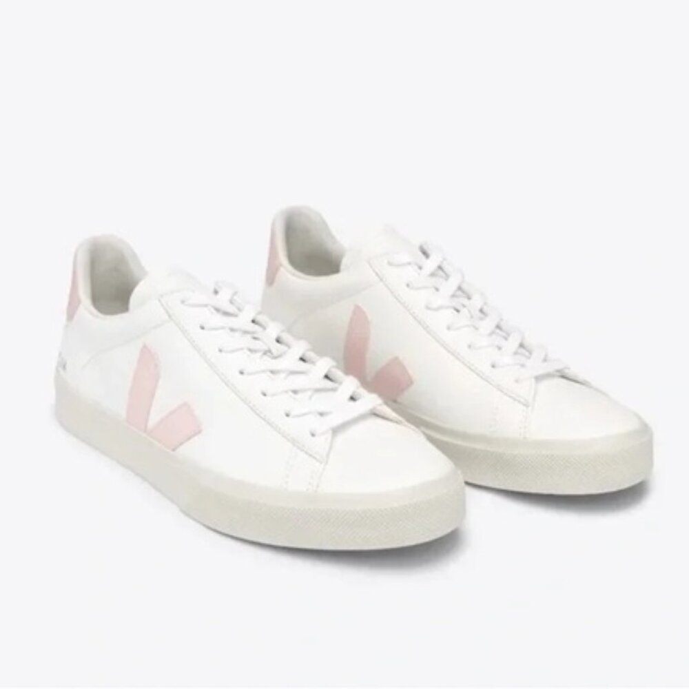 Veja White and Pink Campo Women's Sneakers
